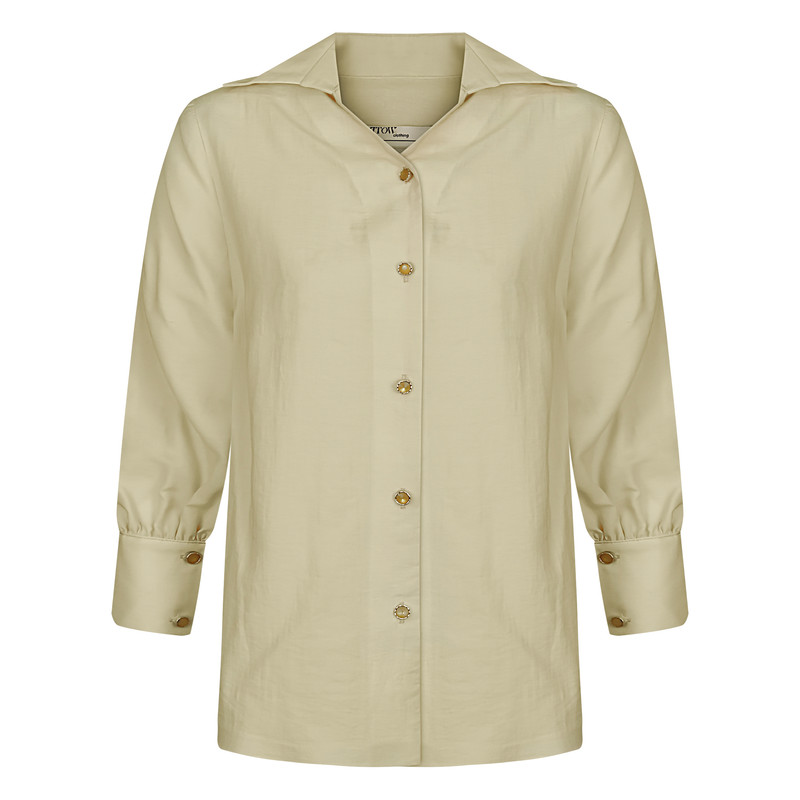 شومیز آستین بلند زنانه مدل ZEW12 رنگ کرم