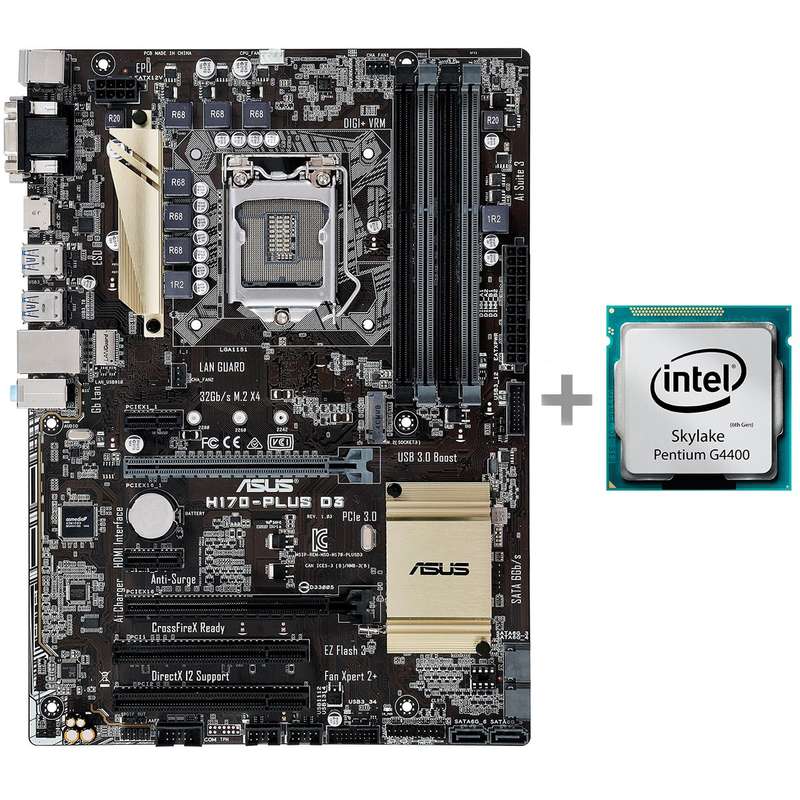 مادربرد ایسوس مدل H170-PLUS D3 به همراه پردازنده مرکزی اینتل مدل Pentium G4400