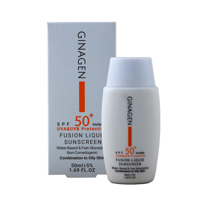 کرم ضد آفتاب بدون رنگ ژیناژن SPF 50 مدل Fusion Liquid ‌مناسب پوست‌های چرب و مختلط حجم 50 میلی‌لیتر