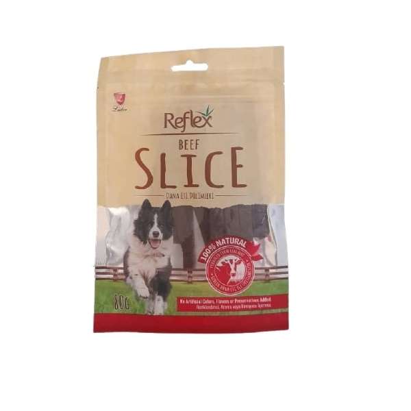 غذای تشویقی سگ رفلکس مدل beef slice وزن 80 گرم