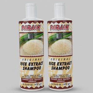 شامپو مو پرژک مدل سبوس برنج با عصاره طبیعی، ضد التهاب، ضد حساسیت، تقویت کننده پیاز مو، محافظت از مو در برابر اشعه UV، حجم 450 گرم، بسته 2 عددی