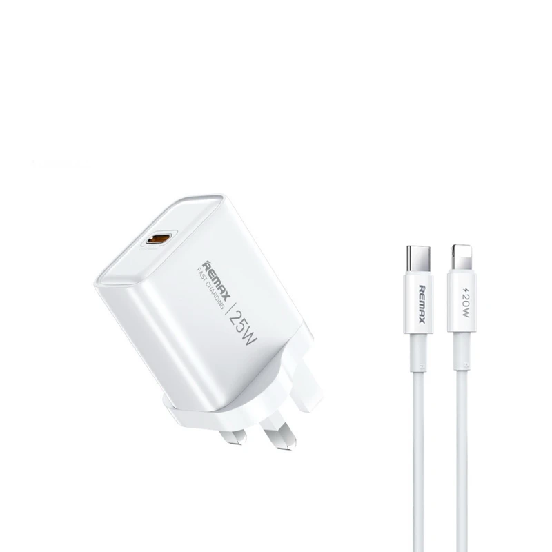 شارژر دیواری 25 وات ریمکس مدل IPHONE 13 به همراه کابل لایتنینگ