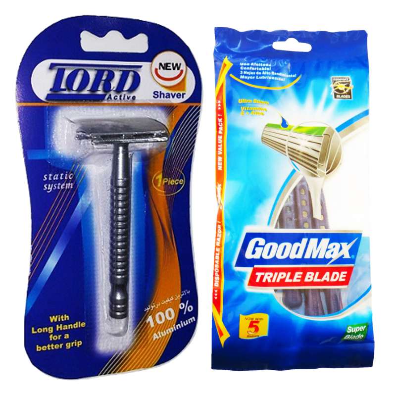 خود تراش گود مکس مدل triple blade بسته 5 عددی به همراه خودتراش لرد مدل Active Shaver خود تراش گود مکس مدل triple blade بسته 5 عددی به همراه خودتراش لرد مدل Active Shaver