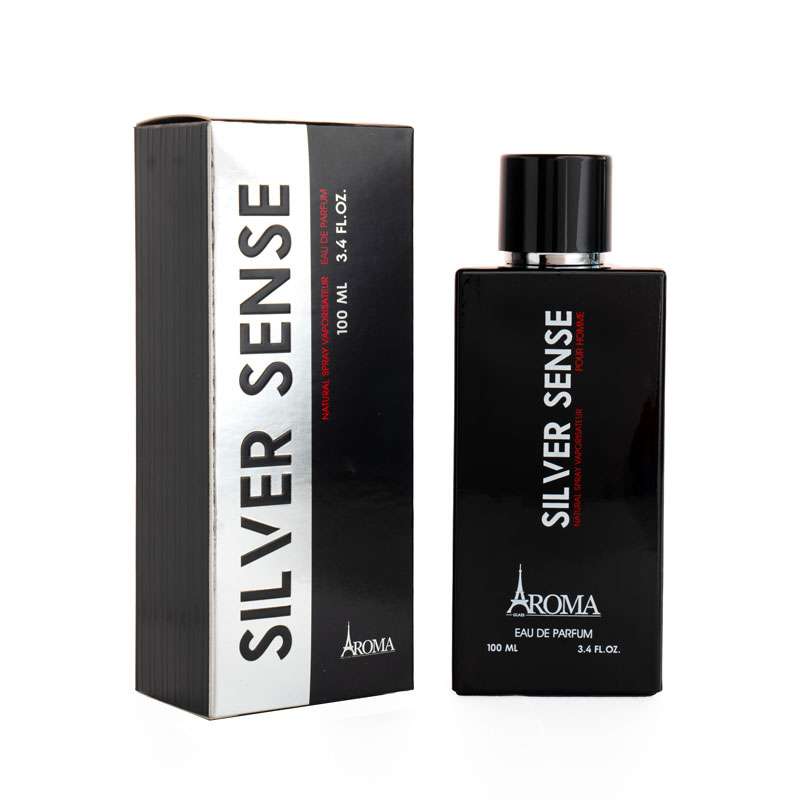 ادو پرفیوم مردانه آروما مدل SILVER SENSE حجم 100 میلی لیتر ادو پرفیوم مردانه آروما مدل SILVER SENSE حجم 100 میلی لیتر