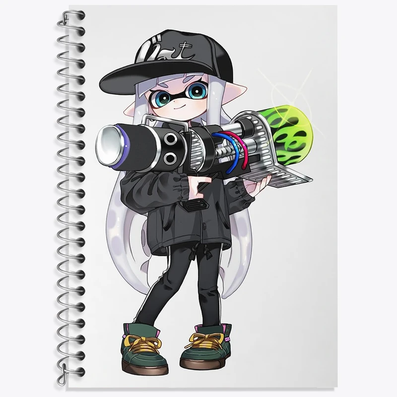 دفتر زبان 50 برگ خندالو مدل سه خط طرح بازی اسپلاتون (Splatoon) کد 33296