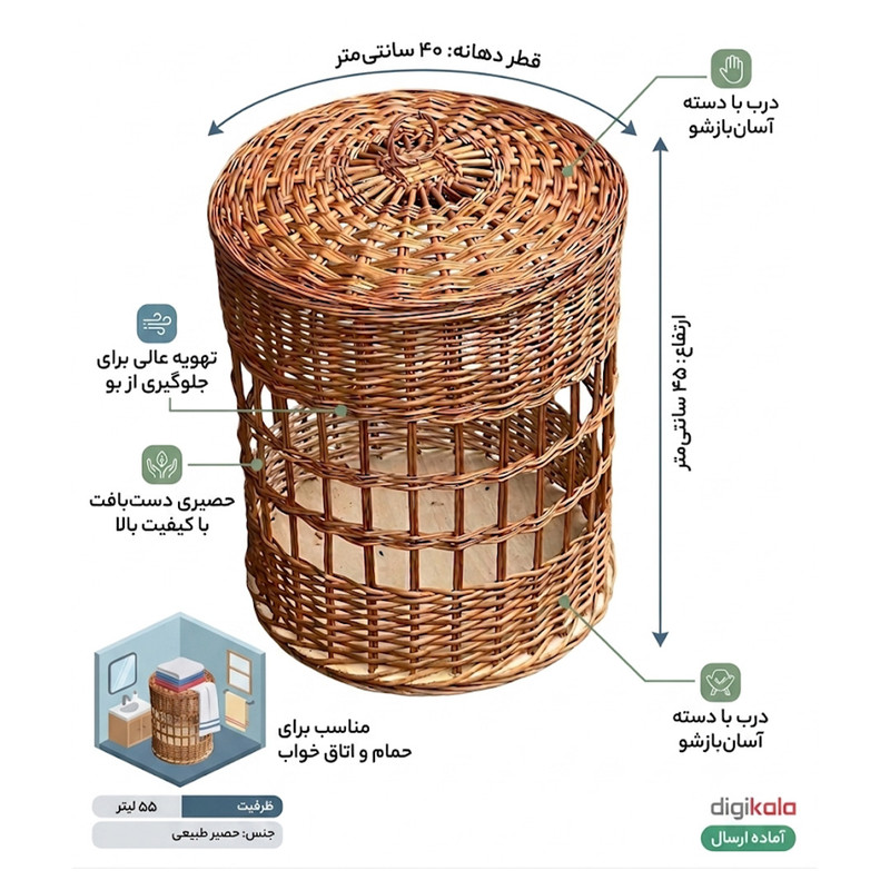سبد رخت چرک مدل توری مجموعه 2 عددی