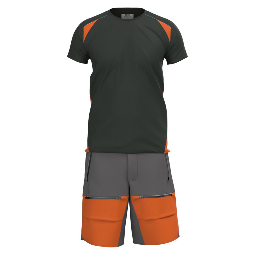 ست تی شرت آستین کوتاه و شلوارک ورزشی مردانه برساد مدل C409 رنگ نارنجی