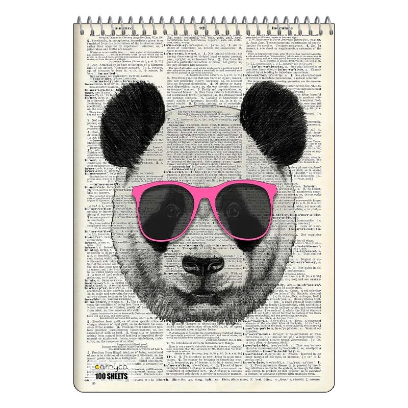 دفتر شطرنجی 100 برگ کارنیکا طرح روزنامه وینتج حیوانات Vintage Newspaper Animals کد 50220