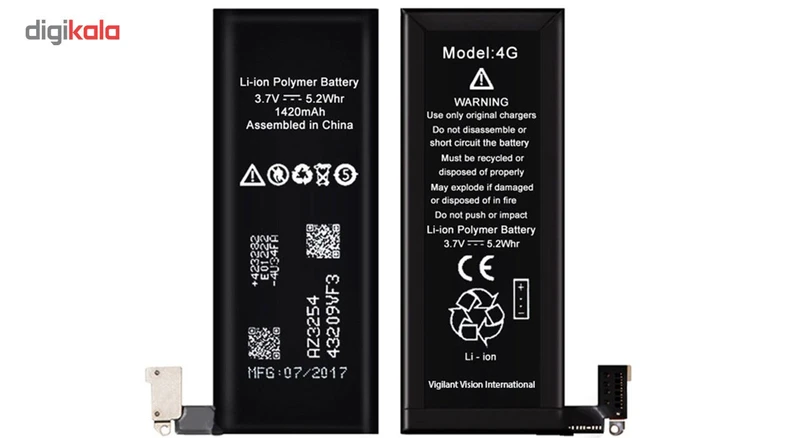 عکس شماره 2 : باتری موبایل مدل 4g با ظرفیت 1420mah مناسب برای گوشی آیفون 4