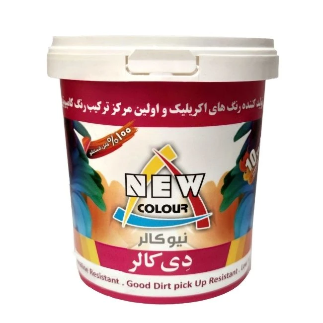 رنگ اکریلیک سفید براق نیوکالر مدل دی کالر حجم 1 لیتر