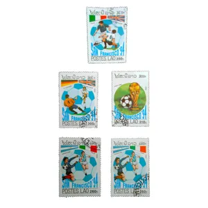 تمبر یادگاری طرح ورزشی مدل فوتبال کد var-914 مجموعه 5 عددی