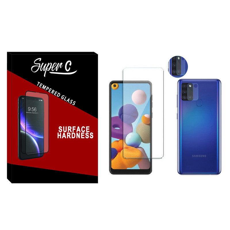 محافظ صفحه نمایش سوپرسی مدل SDHC-01 مناسب برای گوشی موبایل سامسونگ Galaxy A21s به همراه محافظ لنز