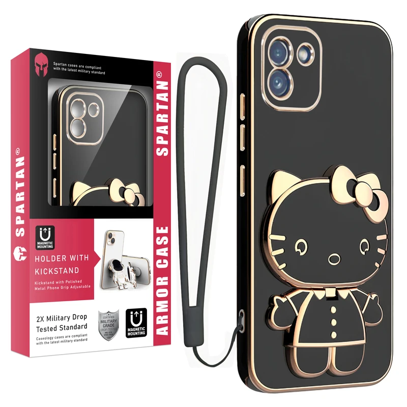 کاور اسپارتان مدل Kitty مناسب برای گوشی موبایل سامسونگ Galaxy A03 به همراه بند نگهدارنده