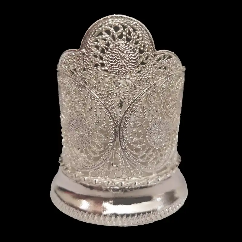 سرویس چایخوری 7 پارچه ملیله کاری  مدل تاجدار کد 709