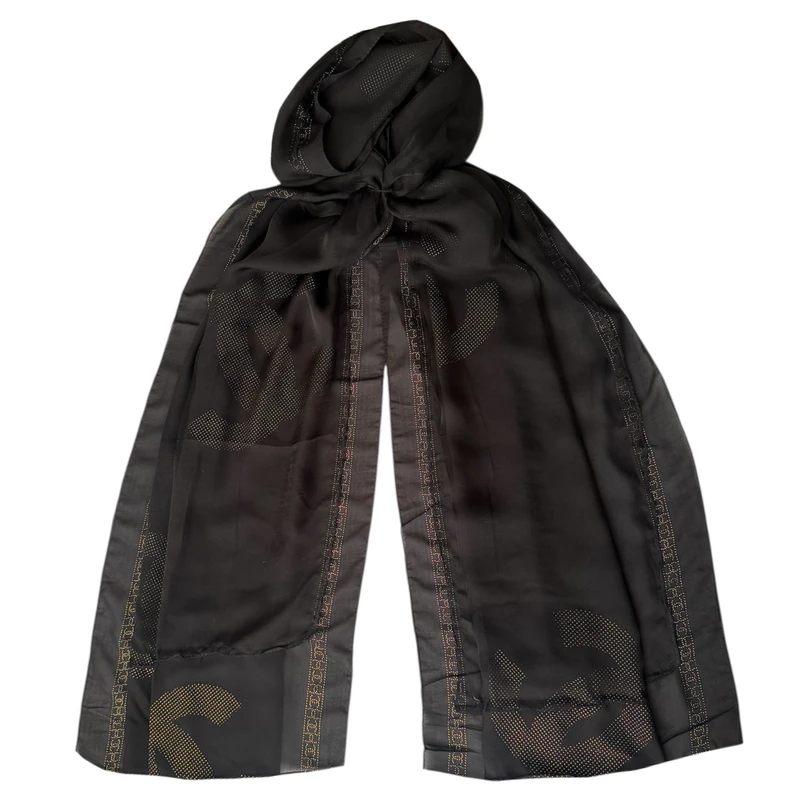 شال زنانه مدل مجلسی دولایه حریر توری نگین ریز