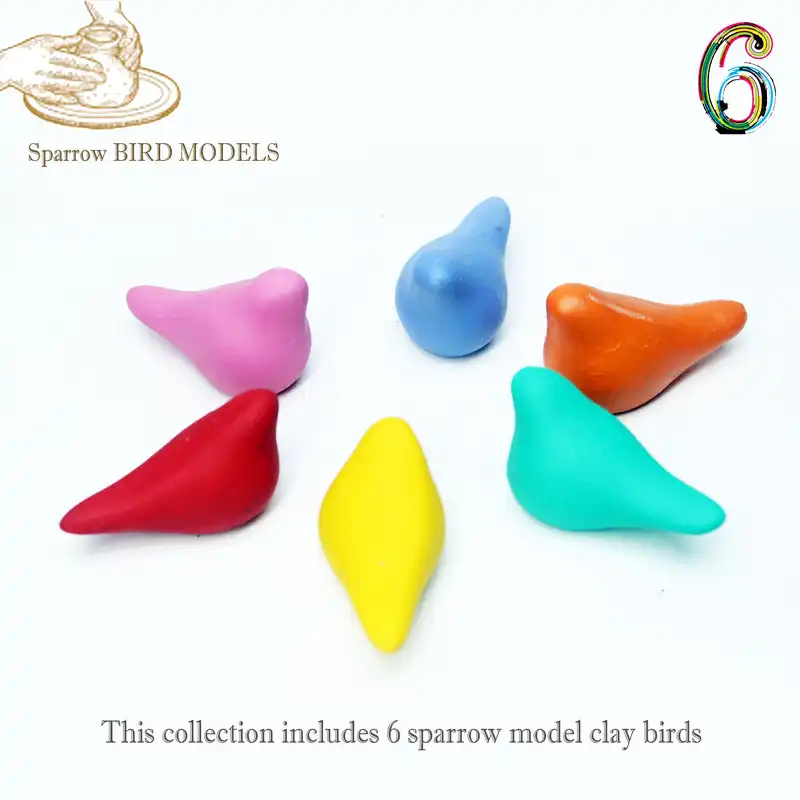 مجسمه سفالي مدل گنجشکک کد 6M بسته 6 عددی