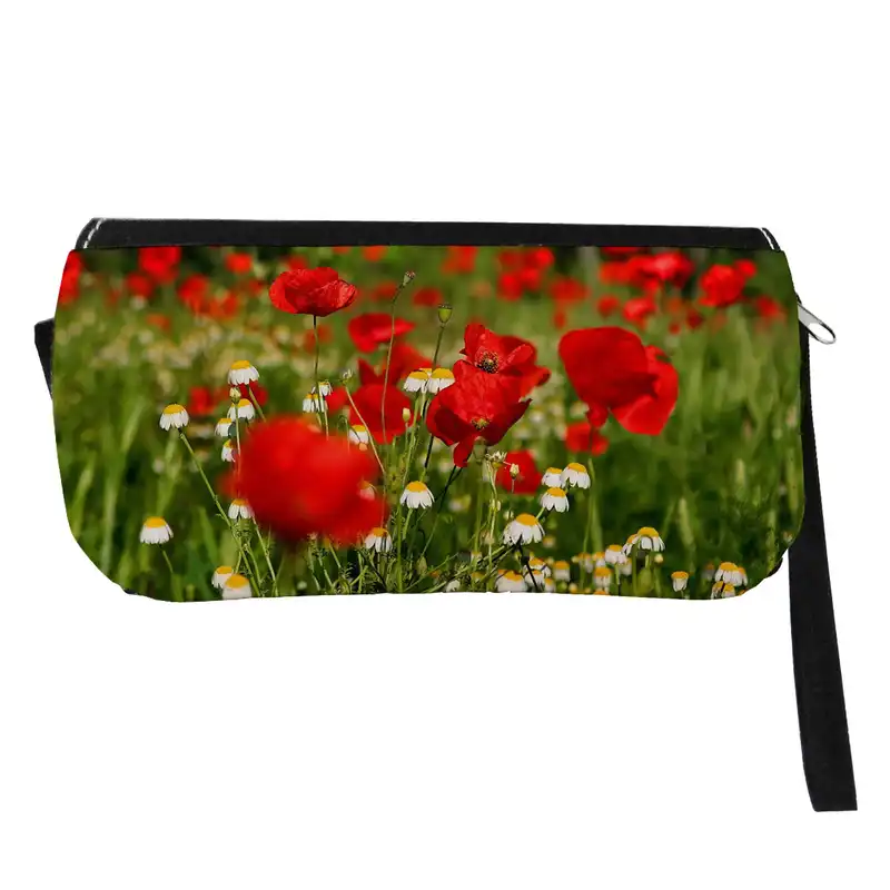 جامدادی مدل دوزیپ طرح گلهای شقایق کد NI1274