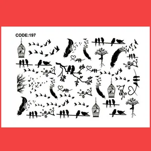 استیکر طراحی ناخن طرح پرنده و قفس مدل C197
