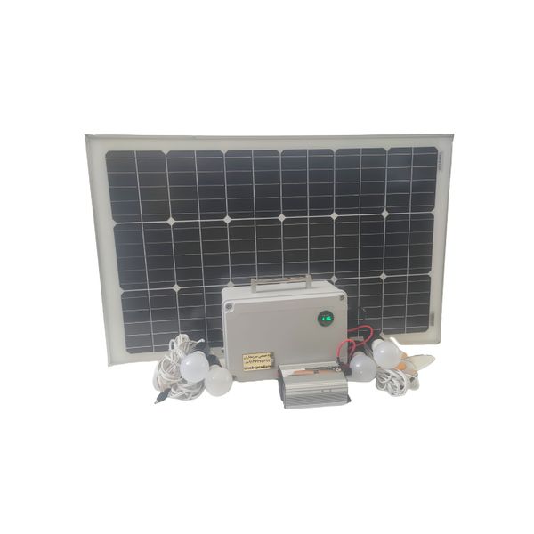 سیستم روشنایی و پاوربانک خورشیدی مدل SPBL-60W-AC1000 ظرفیت 350 وات ساعت