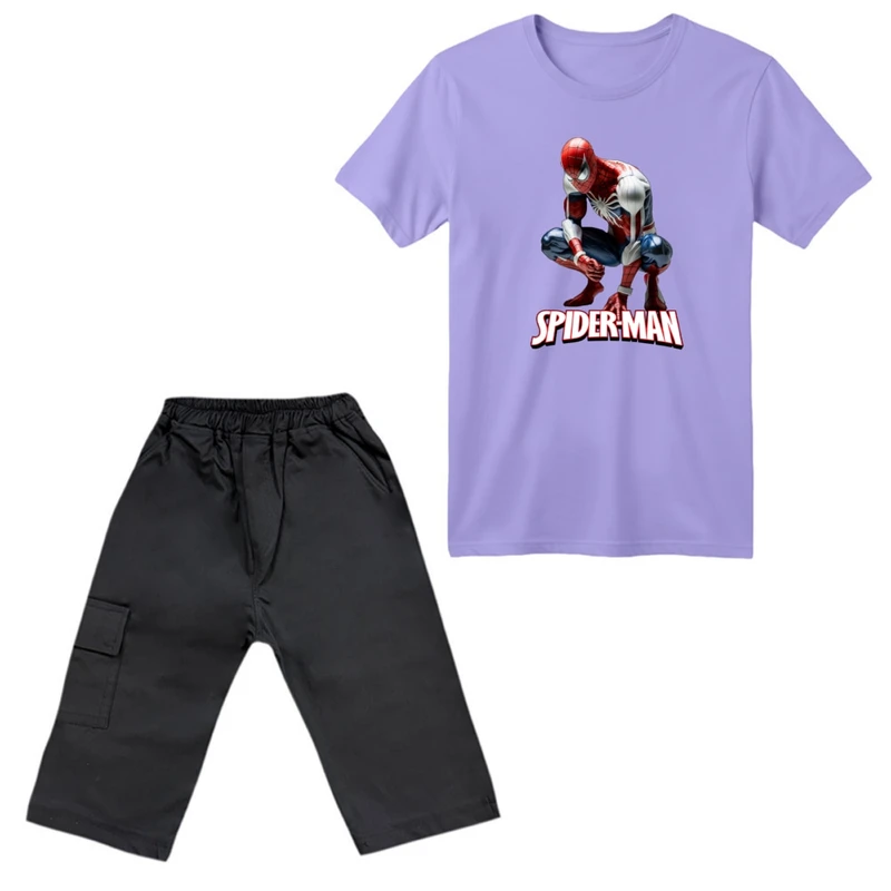 ست تی‌شرت آستین کوتاه و شلوارک پسرانه مدل مرد عنکبوتی کد ۲۴
