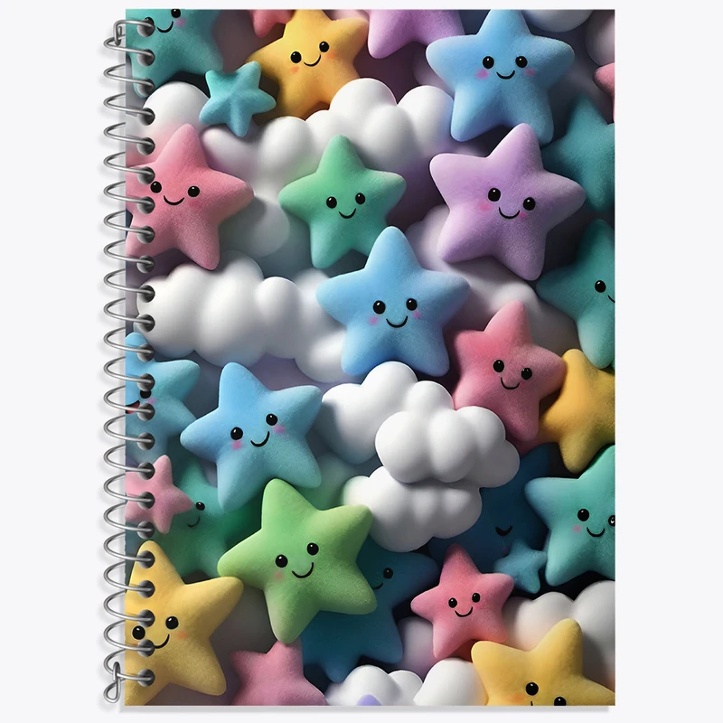 دفتر لغت 50 برگ خندالو طرح پترن ستاره ای کیوت کد N5356