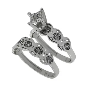 انگشتر نقره زنانه مدل sl-0102030 مجموعه 2 عددی