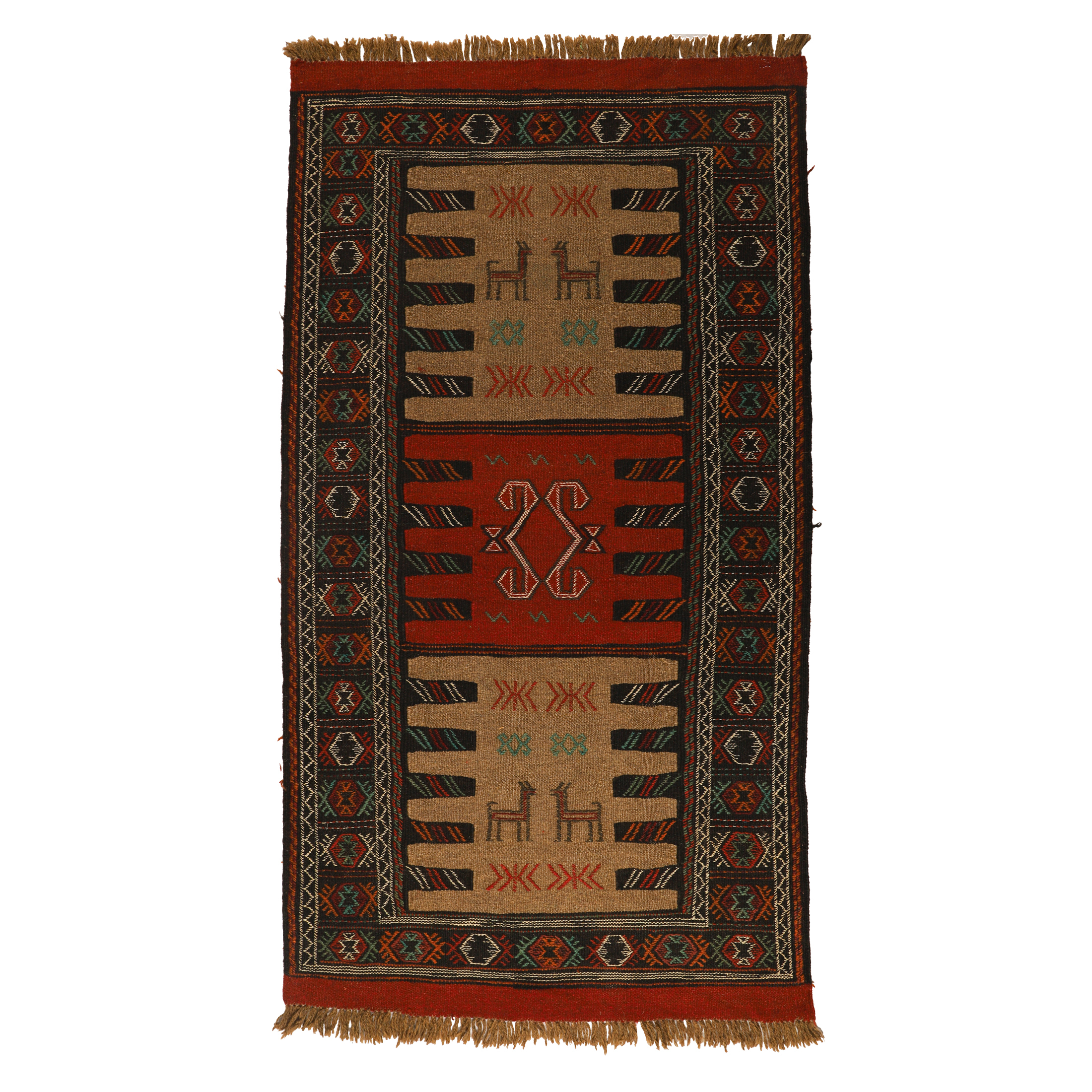 گلیم دستبافت دومتری طرح سفره کردی کد 1403115