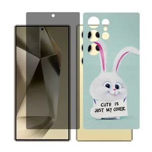 Glass Together model privacy screen protector for Samsung Galaxy S24 Ultra mobile phone with back cover sticker