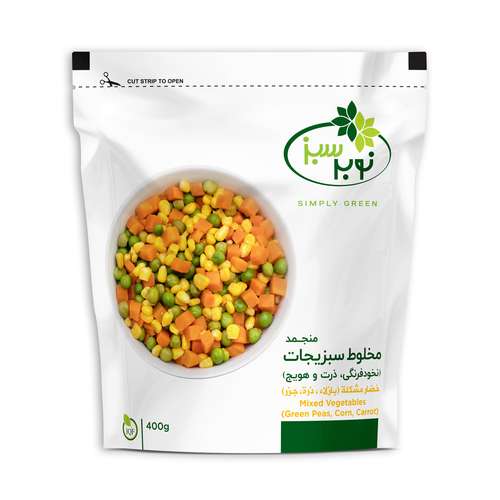 مخلوط سبزیجات منجمد نوبر سبز مقدار 400 گرم