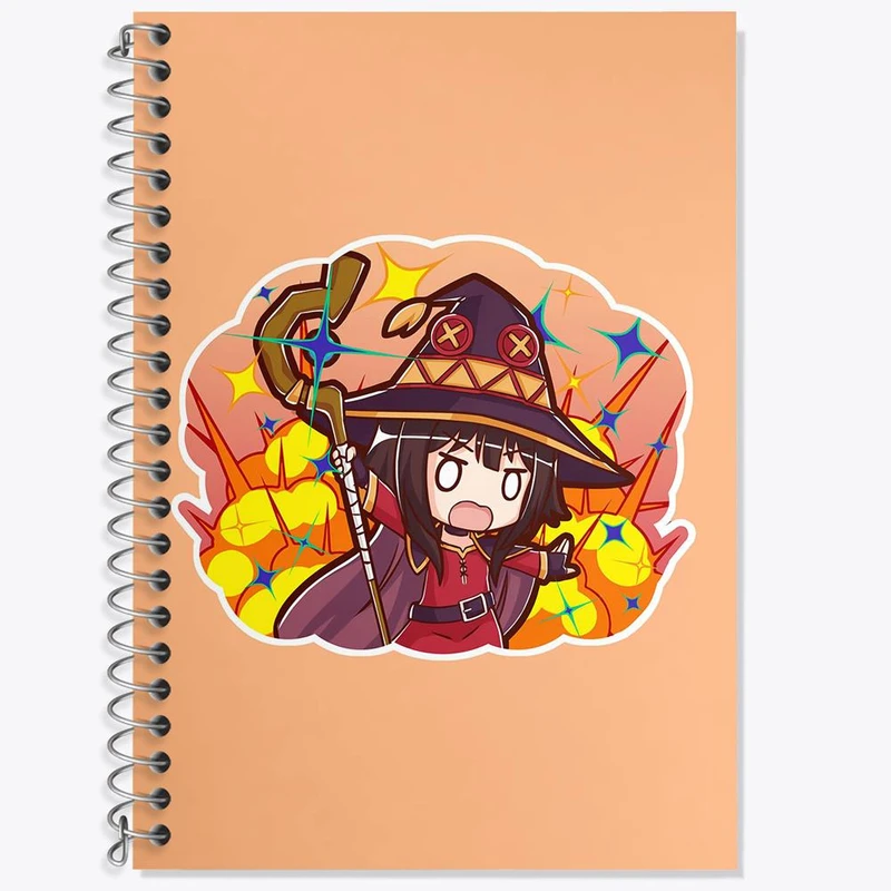 دفتر زبان 50 برگ خندالو مدل سه خط طرح مگومین انیمه کونوسوبا Konosuba کد 27164