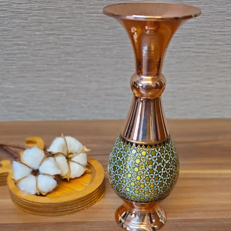 گلدان خاتم کاری مسی کد s107