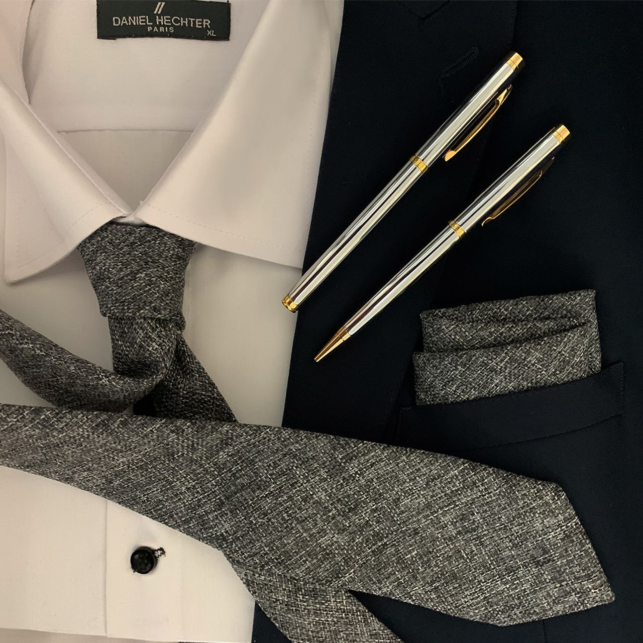 ست کراوات و دستمال جیب مردانه کد KM01 -  - 4