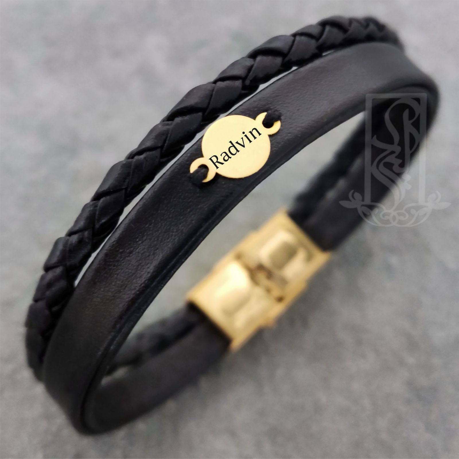 دستبند طلا 18 عیار مردانه لیردا مدل اسم رادوین -  - 2
