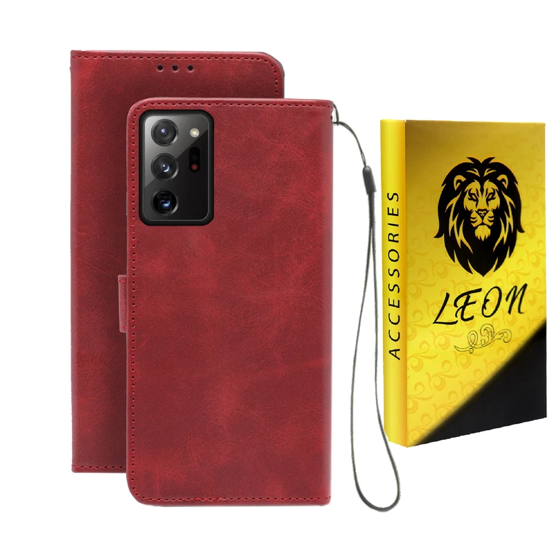 کیف کلاسوری لئون مدل Scusa Oro مناسب برای گوشی موبایل سامسونگ Galaxy Note 20 به همراه بند آویز
