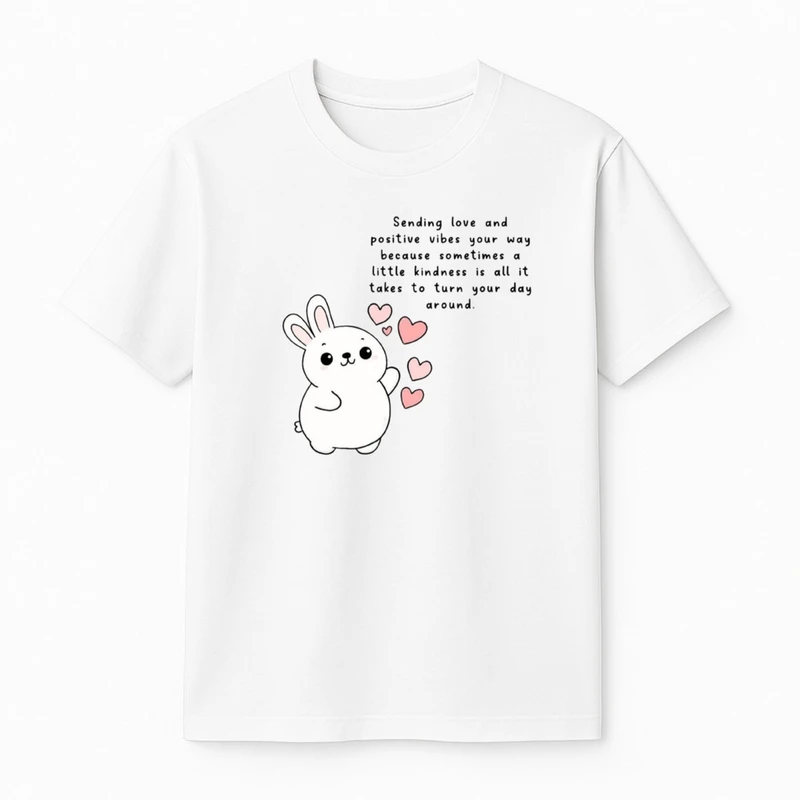 تی‌شرت آستین کوتاه دخترانه مدل خرگوش و قلب کد 2 