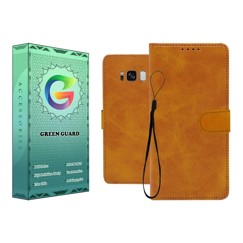 کیف کلاسوری گرین گارد طرح چرمی مدل Landing مناسب برای گوشی موبایل سامسونگ Galaxy S8 Plus به همراه بند آویز