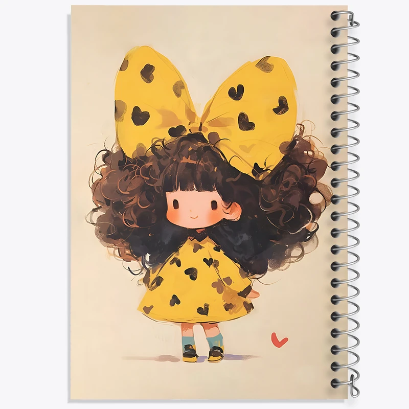 دفتر ژورنال نویسی 50 برگ خندالو مدل نقطه ای طرح دختر مو فرفری کد N3496