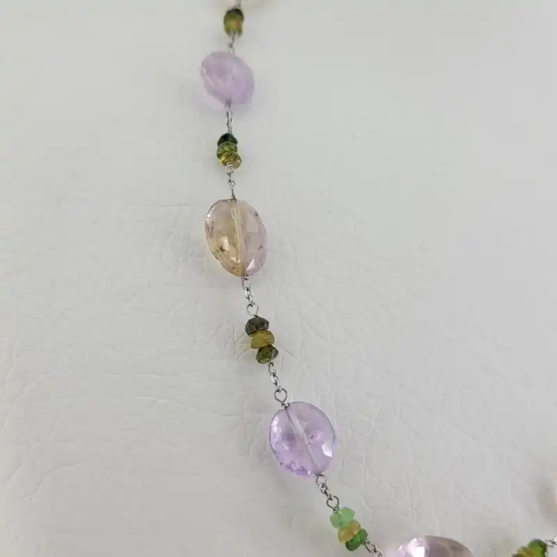 گردنبند زنانه مدل سنگ آمیترین و زیرکن سبز کد909