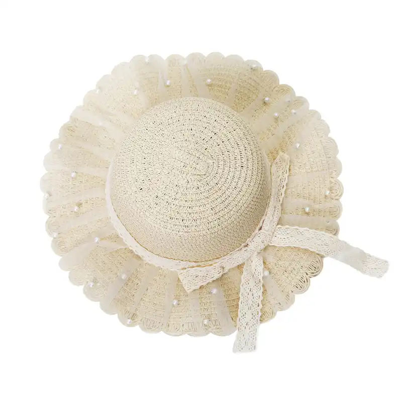 کلاه حصیری دخترانه مدل پرنسس کد 203004 به همراه کیف ساحلی