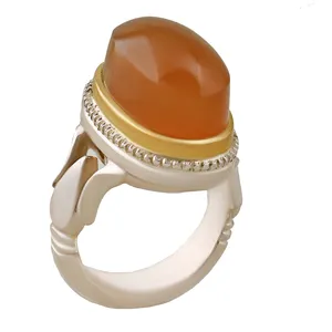 انگشتر نقره مردانه بازرگانی میلادی مدل رکاب دست ساز سنگ عقیق یمنی کهنه کد AM_2814