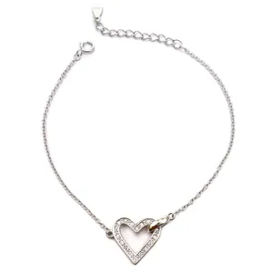 دستبند نقره آی جواهر طرح قلب کد 77184D