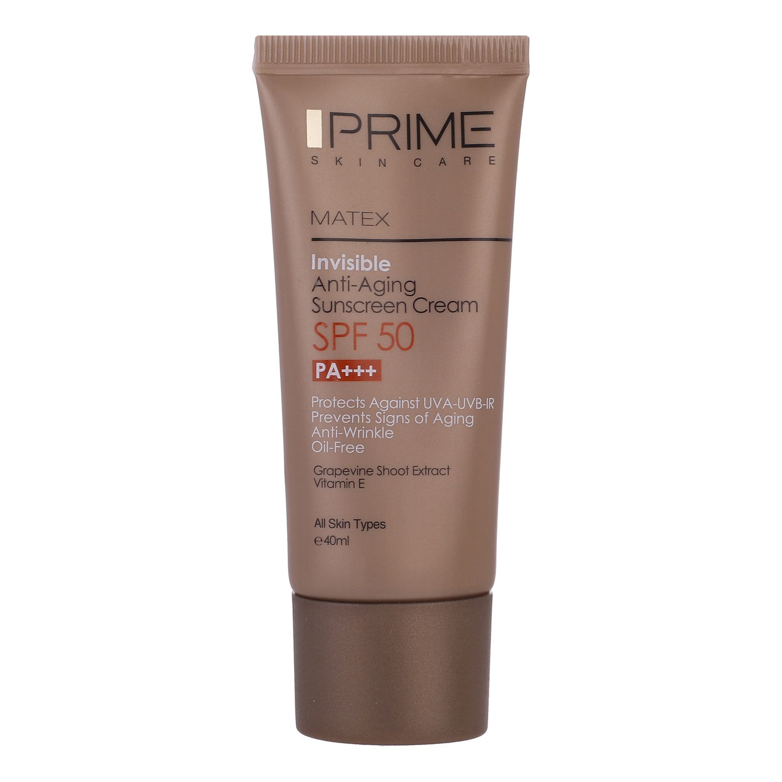 کرم ضدآفتاب و جوان‌کننده بی‌رنگ پرایم SPF50 مدل Matex مناسب انواع پوست، حجم 40 میلی‌لیتر -  - 1