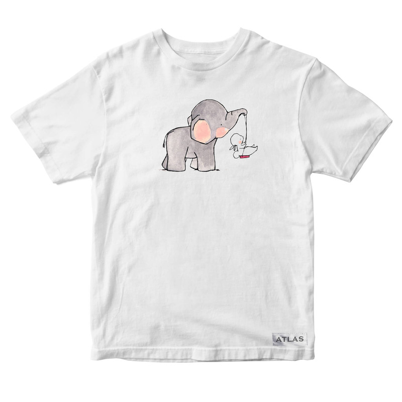 تی شرت آستین کوتاه دخترانه مدل فیل کوچولو کد P017 رنگ سفید