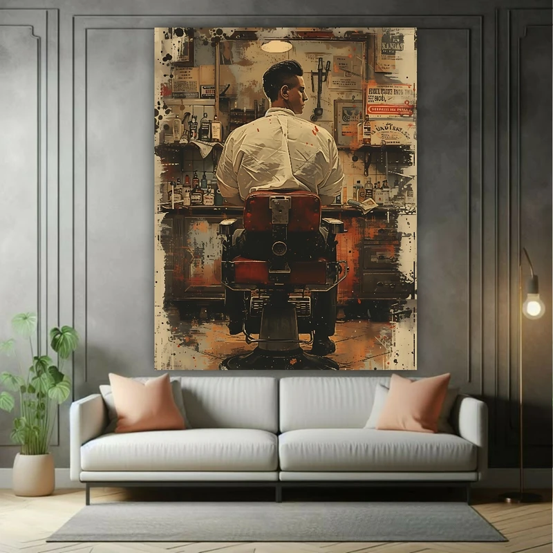  پوستر طرح آرایشگاه مردانه مدل کار با مواد کد BK23928