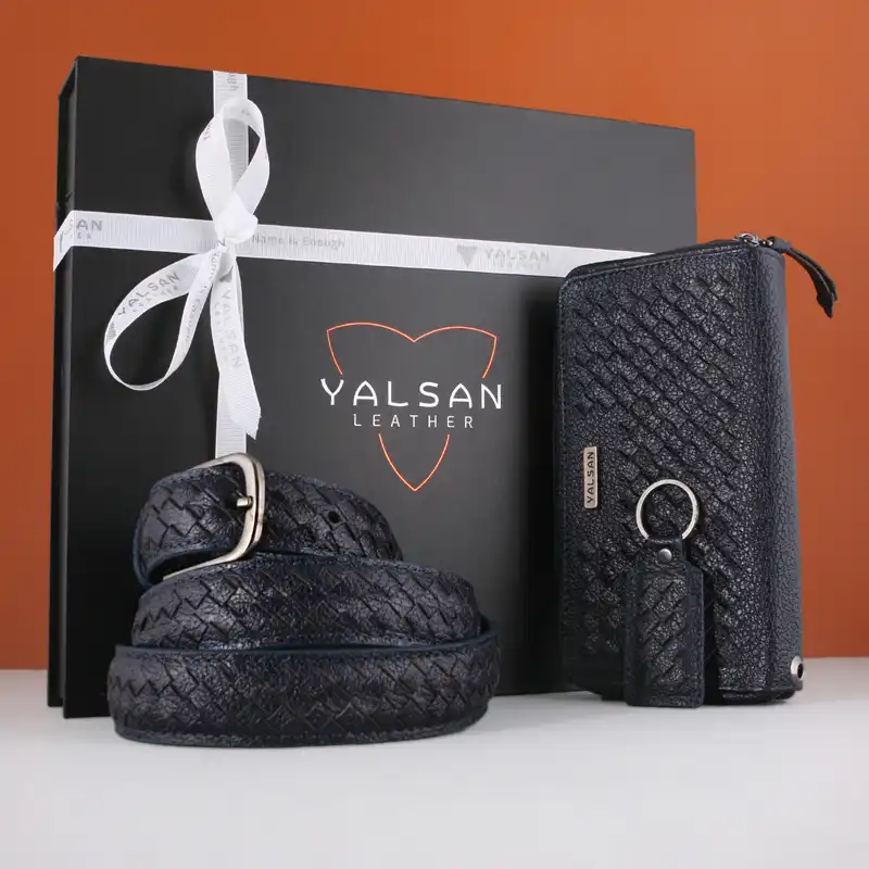 ست هدیه مردانه چرم یلسان مدل آرال کد QZL-NHL-061-BF