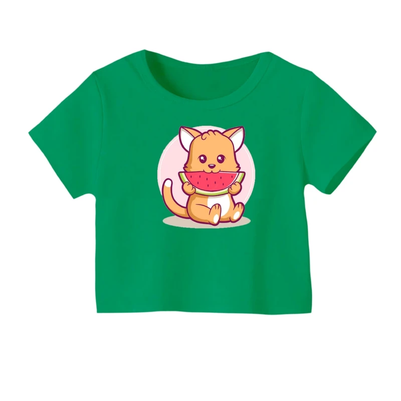 کراپ‌ تی‌شرت آستین کوتاه زنانه مدل سگ یلدایی کد 1