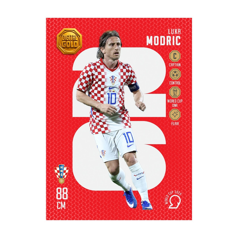 شمش طلای دیجیتال 18 عیار سوت مدل مودریچ MODRIC طرح کارت فوتبالی جام جهانی 2026 کد SO10075026