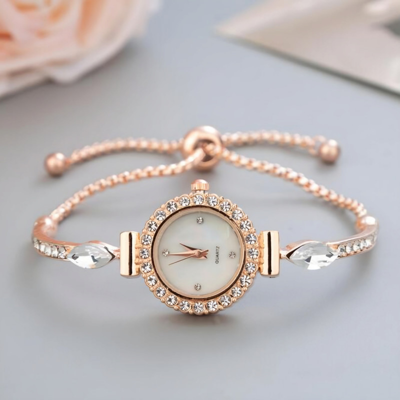 ساعت مچی عقربه ای زنانه مدل تک نگین بند دستبندی قفل کرواتی کد 013 ساعت مچی عقربه ای زنانه مدل تک نگین بند دستبندی قفل کرواتی کد 013