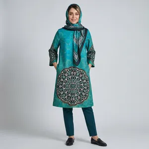 مانتو زنانه پارسی مدل کاشی فیروزه