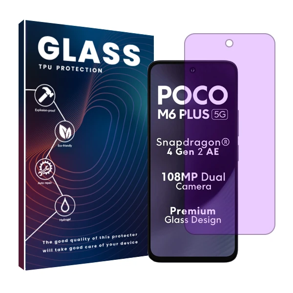 محافظ صفحه نمایش ضداشعه بنفش گلس مدل Resistant مناسب برای گوشی موبایل شیائومی Poco M6 Plus 5G